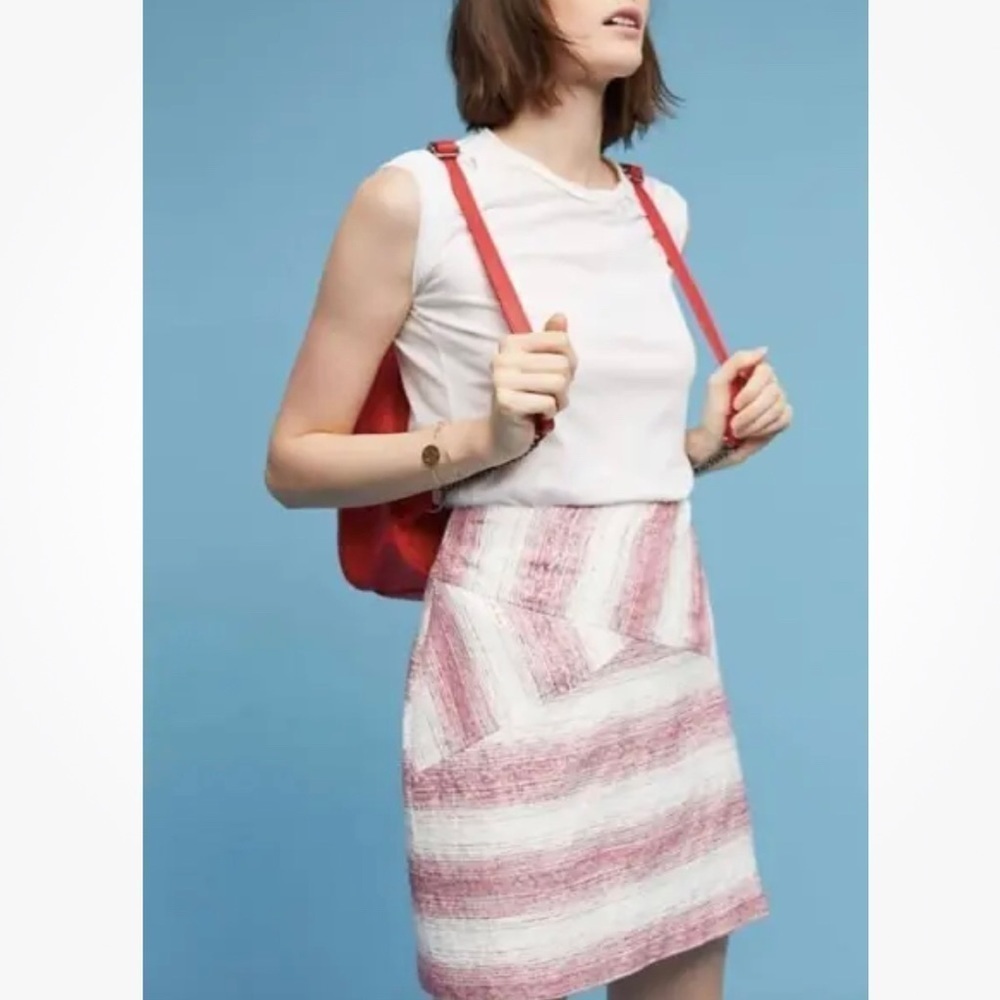 Anthropologie Hutch Medium Stretch-Striped Straight / Pencil Min Skirt